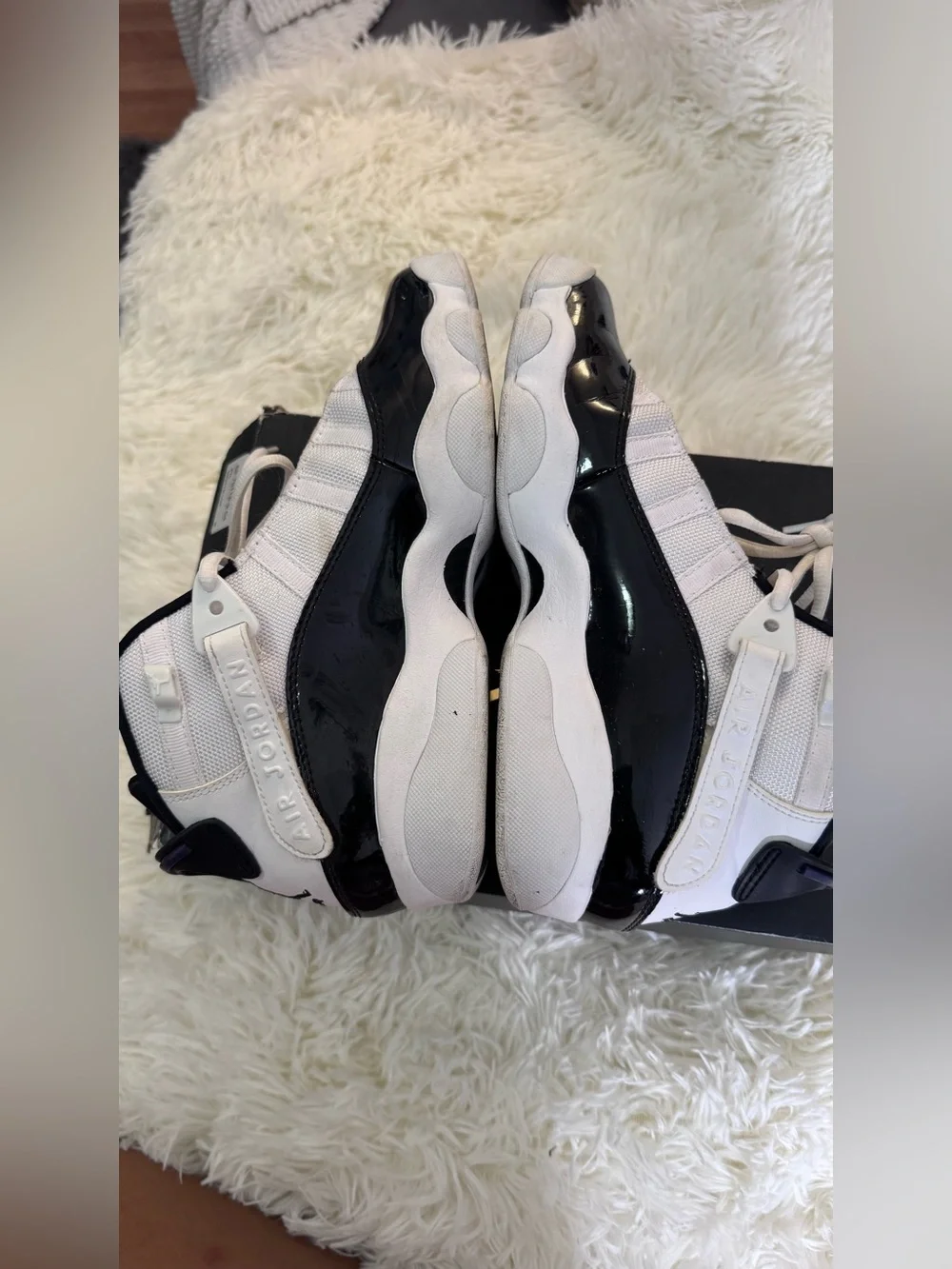 Jordan Kids Black, White & Purple High-Top Sneakers